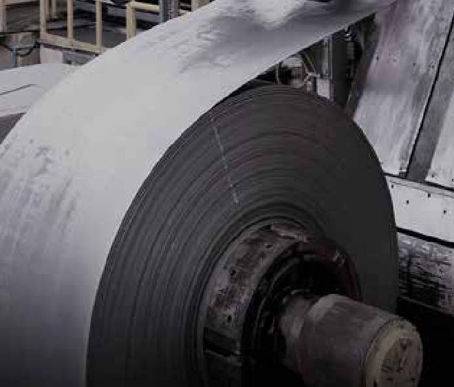 Hot-rolled steel coil on a mill line