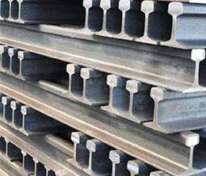 Stacked railway steel sections