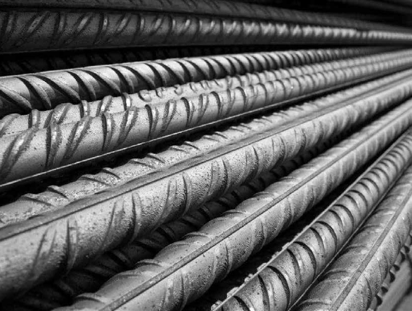 Close-up of ribbed reinforcing steel bars from the supplied product catalogue